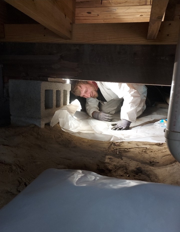 Moisture barrier being installed